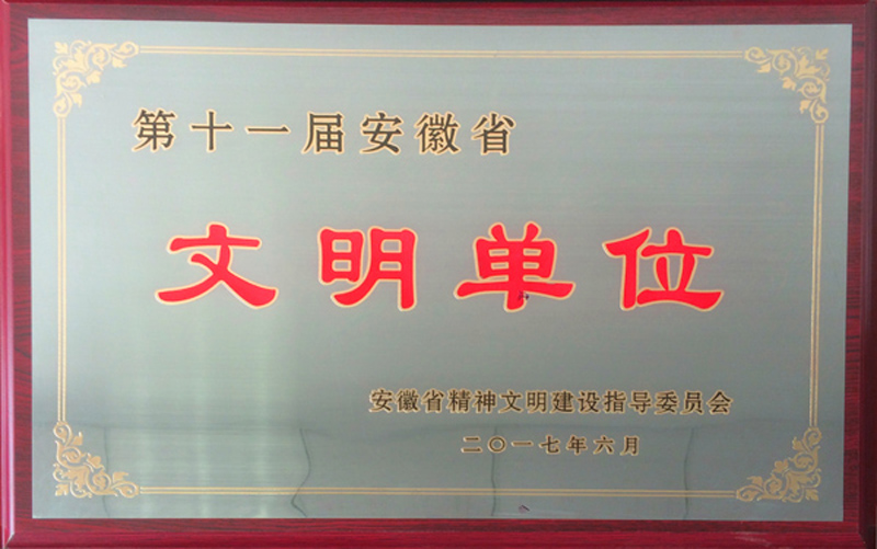 2017第十一届安徽省文明单位奖牌